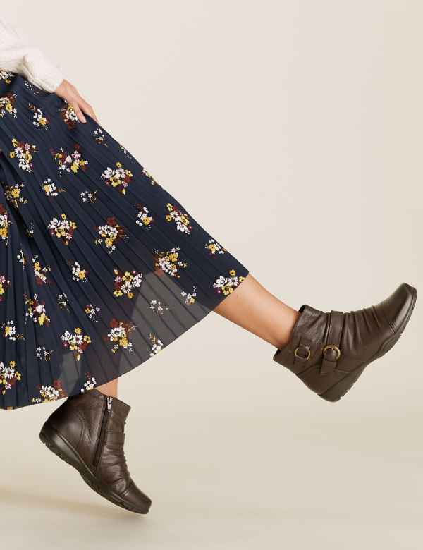 Marks and Spencer's pixie boots in brown ruched leather
